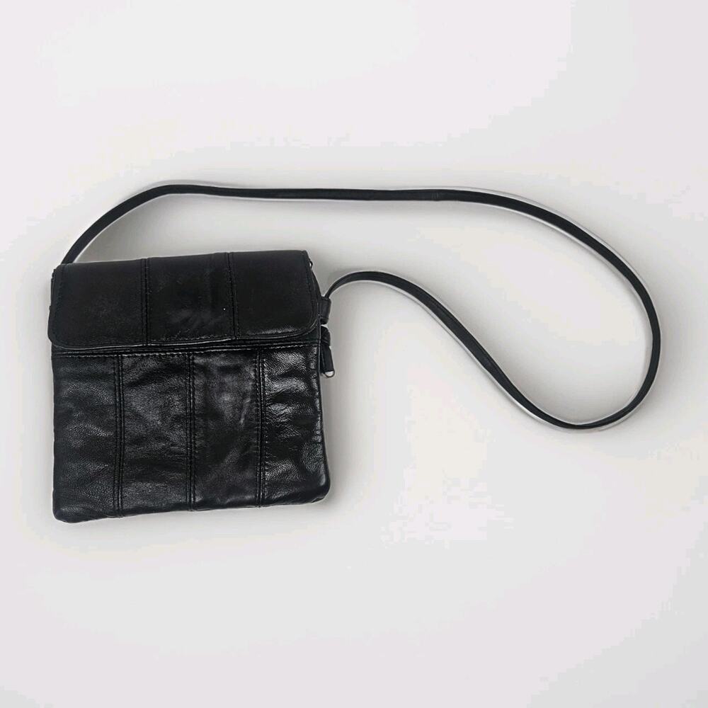 Retro Patchwork Micro Shoulder Purse Black Lambs Leather Crossbody Bag